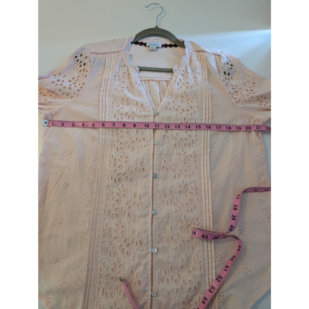 Sundance Valeria Top Blouse Eyelet Lace Bohemian Western Blush Pink Size L - Picture 11 of 12